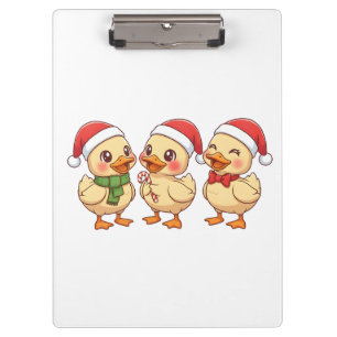 Cute Kawaii Christmas Ducks Festive Holiday Clipboard