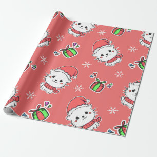 Cute Kawaii Christmas Kitty Wrapping Paper
