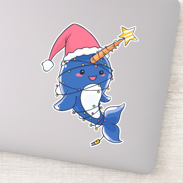 Cute Kawaii Christmas Narwhal (Detail)