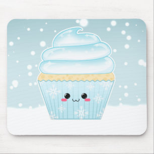 Cute Kawaii Christmas Snowflake cupcake Mouse Mat