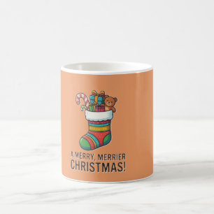 Cute Kawaii Christmas Stocking A Merry Merrier Chr Coffee Mug