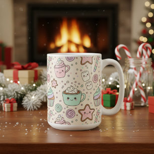 Cute Kawaii Christmas Treats  Pastel Holiday Coffee Mug