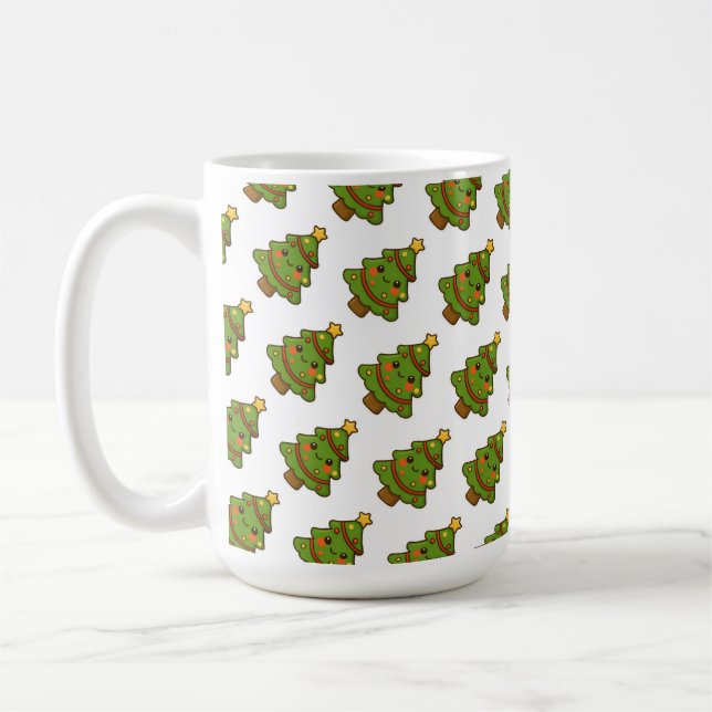 Cute Kawaii Christmas Tree Coffee Mug (Left)