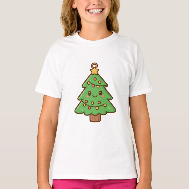 Cute Kawaii Christmas Tree Shirt • Cute Holiday Gi (Front)