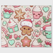Cute Kawaii Christmas Wrapping Paper | Gingerbread