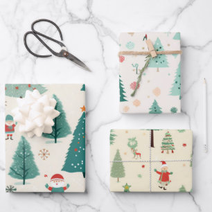 Cute Kawaii Christmas Wrapping Paper Sheet