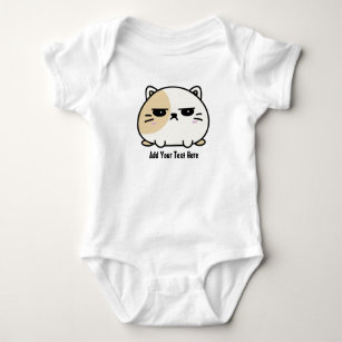 Cute Kawaii Chubby Angry Mochi Cat  Baby Bodysuit