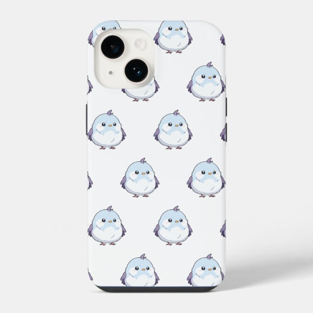 Cute Kawaii Chubby Bird Cartoon - Adorable Pastel  iPhone Case (Back)