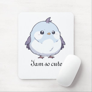 Cute Kawaii Chubby Bird Cartoon - Adorable Pastel  Mouse Mat