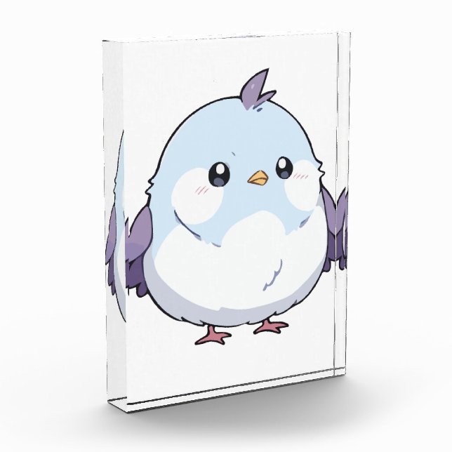 Cute Kawaii Chubby Bird Cartoon - Adorable Pastel  Photo Block (Left)