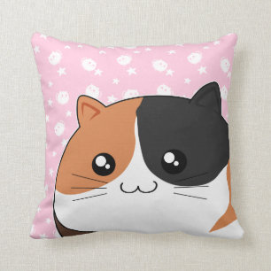 Cute Kawaii chubby calico kitty cat Cushion