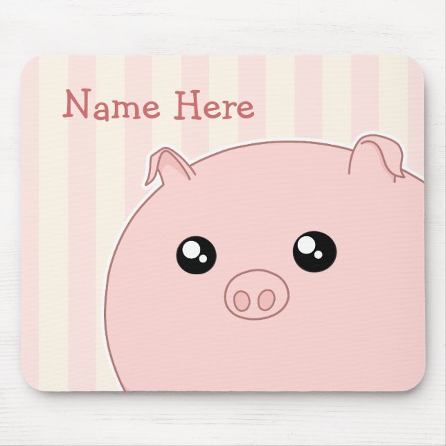 Cute Kawaii chubby pink pig Mouse Mat (Front)