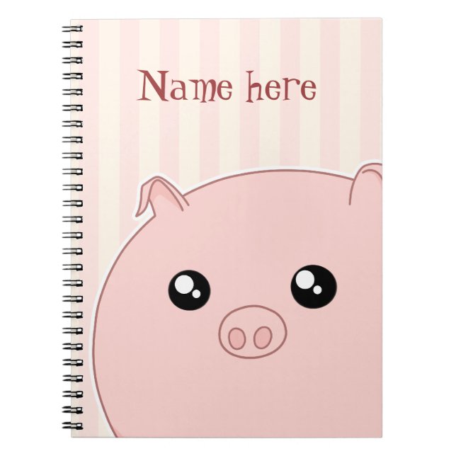 Cute Kawaii chubby pink pig Notebook (Front)