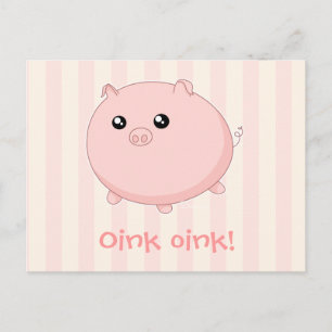 Cute Kawaii chubby pink pig Postcard