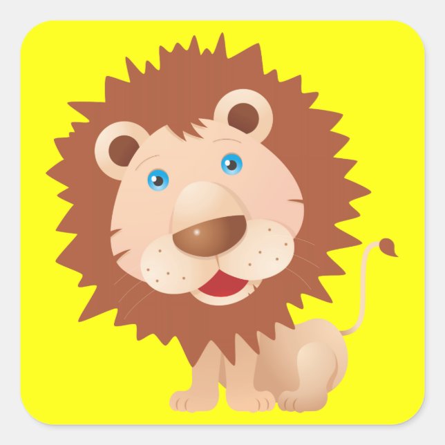 Cute Kawaii Circus Lion Square Sticker (Front)