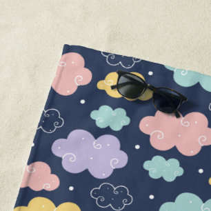 Cute Kawaii Cloud Pattern Beach Towel