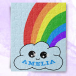 Cute Kawaii Cloud Rainbow Drawing Children`s Jigsaw Puzzle<br><div class="desc">Cute Kawaii Cloud Rainbow Drawing Children`s jigsaw puzzle. Add your name or erase it.</div>