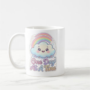 Cute Kawaii Cloud Rainbow One Day At A Time Coffee Mug