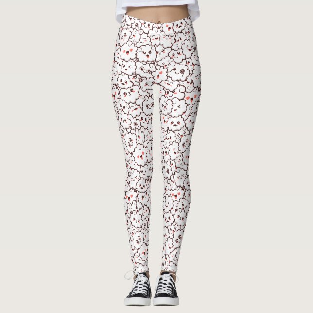 Cute Kawaii Clouds Leggings (Front)