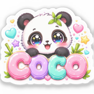 Cute Kawaii Coco Panda Name Pastel Pink Sparkling 