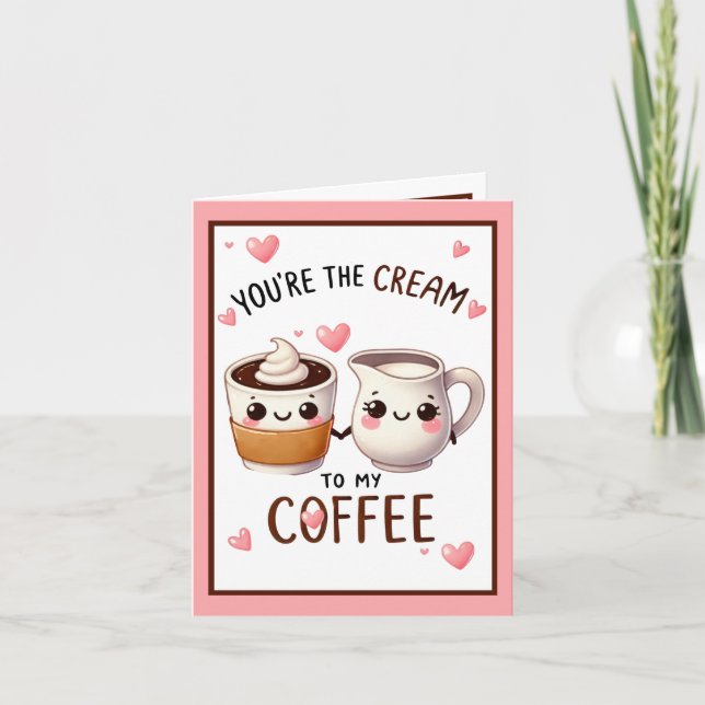 Cute Kawaii Coffee and Cream Thank You Card (Front)
