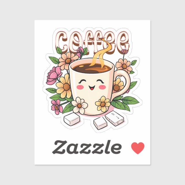 Cute Kawaii Coffee and Flowers (Sheet)