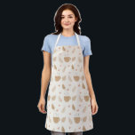 Cute Kawaii Coffee and Leaves Autumn Pattern Apron<br><div class="desc">Adorable happy coffee cup and autumn leaf pattern dotted with hearts.</div>