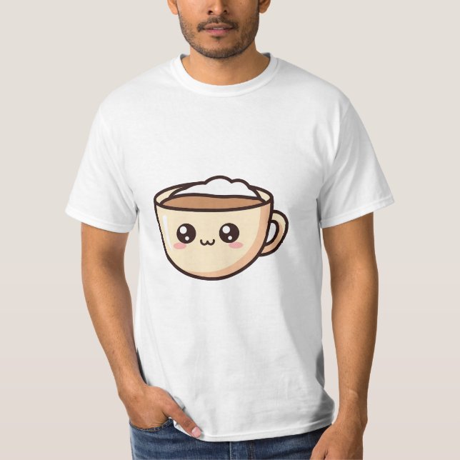 Cute Kawaii Coffee Cup Birthday Mug T-Shirt (Front)