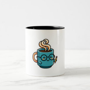 Cute Kawaii Coffee Mug Wearing Reading GlasSticker