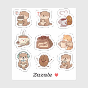 Cute Kawaii Coffee Otter Sticker Sheet