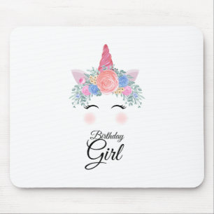Cute Kawaii Colorful Rainbow Unicorn Birthday Girl Mouse Mat