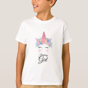 Cute Kawaii Colorful Rainbow Unicorn Birthday Girl T-Shirt