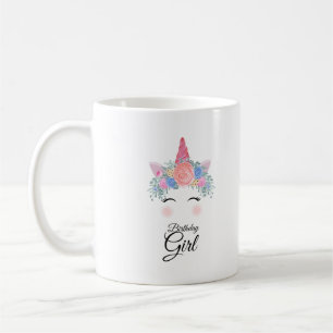 Cute Kawaii Colourful Rainbow Unicorn Birthday Gir Coffee Mug