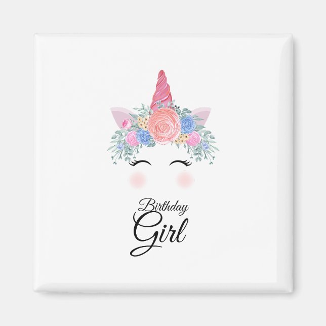 Cute Kawaii Colourful Rainbow Unicorn Birthday Gir Magnet (Front)