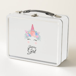 Cute Kawaii Colourful Rainbow Unicorn Birthday Gir Metal Lunch Box