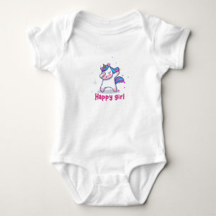 Cute Kawaii Colourful Rainbow Unicorn Happy Girl Baby Bodysuit