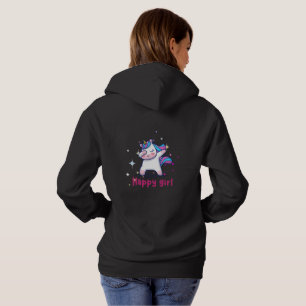 Cute Kawaii Colourful Rainbow Unicorn Happy Girl Hoodie