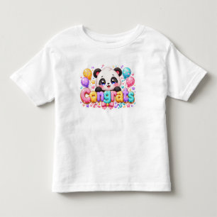 Cute Kawaii Congrats Panda Name Pastel Pink Gradua Toddler T-Shirt