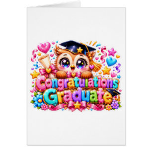 Cute Kawaii Congratulations Graduate Owl Pastel Pi