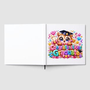 Cute Kawaii Congratulations Graduate Owl Pastel Pi Guest Book