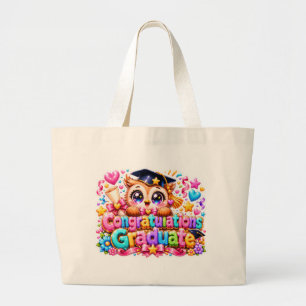 Cute Kawaii Congratulations Graduate Owl Pastel Pi Large Tote Bag
