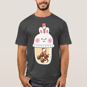 Cute Kawaii Cool Rabbit Bubble Tea Bunny Glass Bob T-Shirt