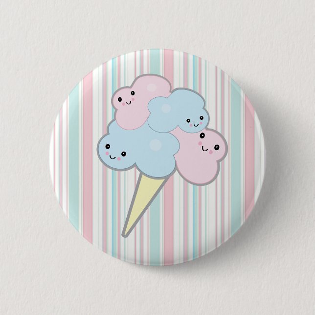 cute kawaii cotton candy 6 cm round badge (Front)