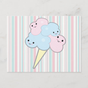 cute kawaii cotton candy postcard