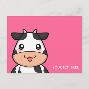 Cute Kawaii Cow Cartoon Postcard