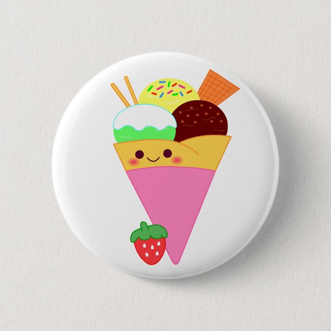 cute kawaii crape 6 cm round badge (Front)