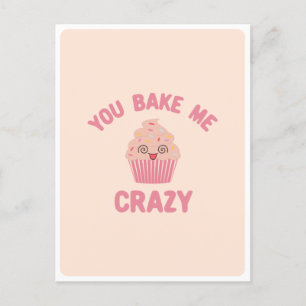 Cute Kawaii Crazy Silly Face Muffin Food Pun Love Postcard