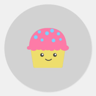 Cute Kawaii Cupcake Classic Round Sticker