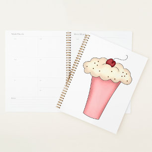 Cute Kawaii Cupcake Milkshake with Cherry Planner