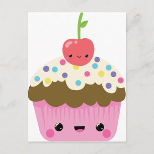 Cute Kawaii Cupcake Postcard